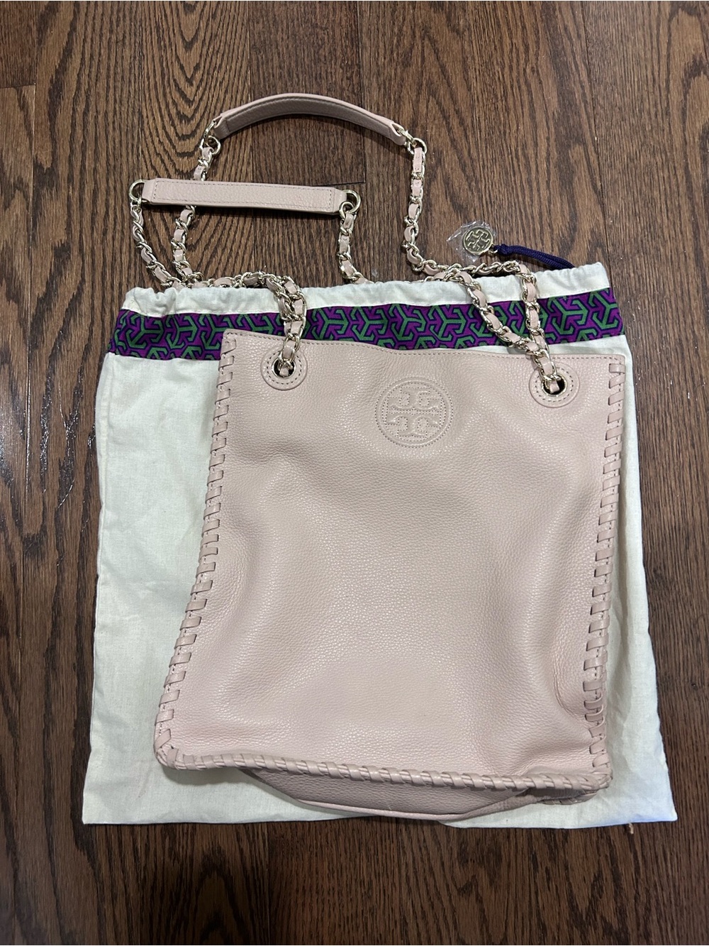 Tory Burch Blush Pink Leather Chain-Handle Crossbody Bag